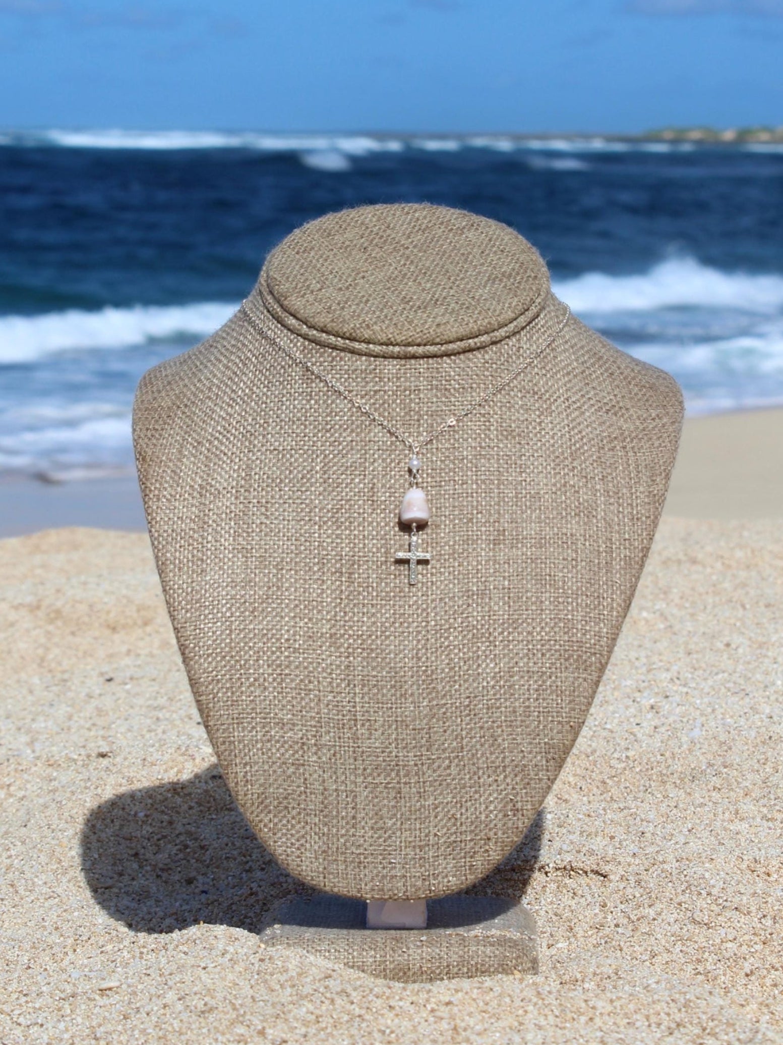Cone Shell / Cross Charm Necklace