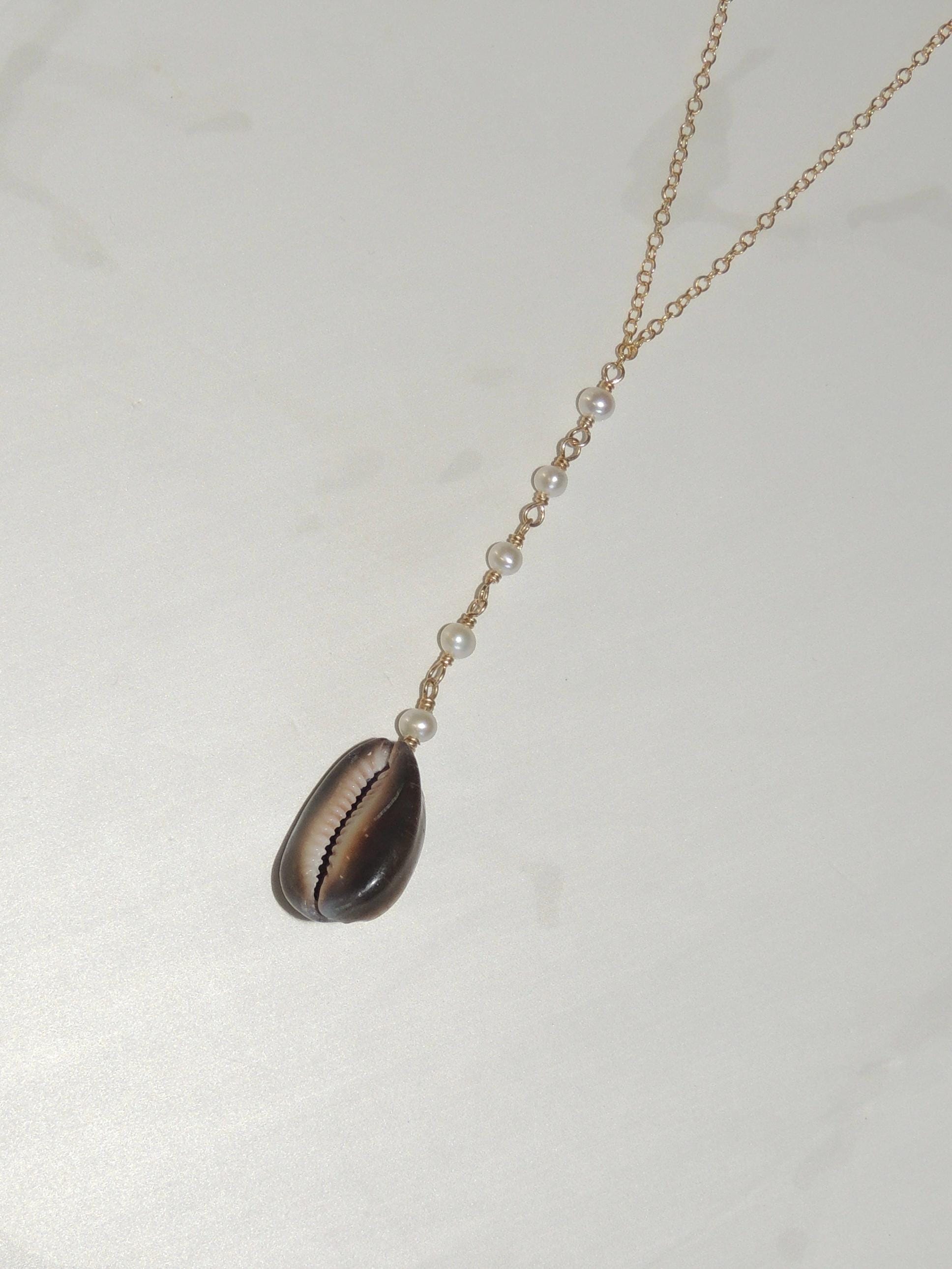 Cowrie Shell Lariat Necklace