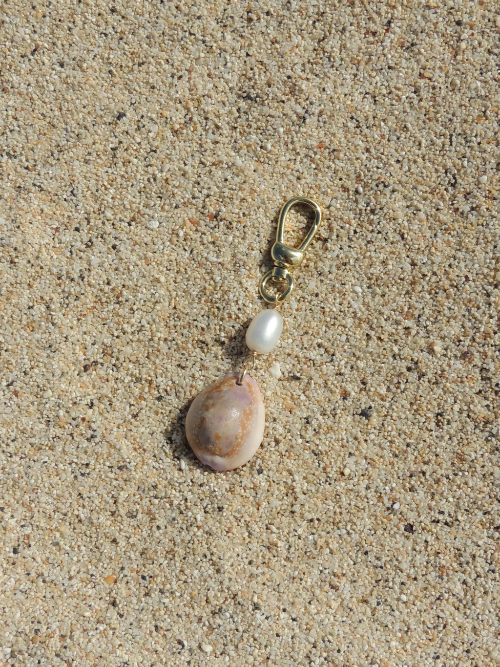 Honey Cowrie Shell Keychain