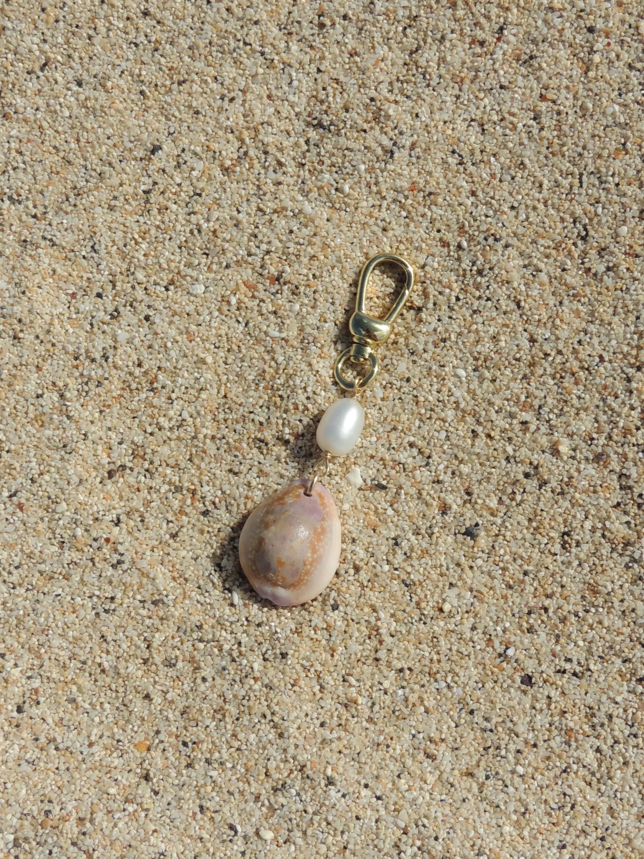 Honey Cowrie Shell Keychain