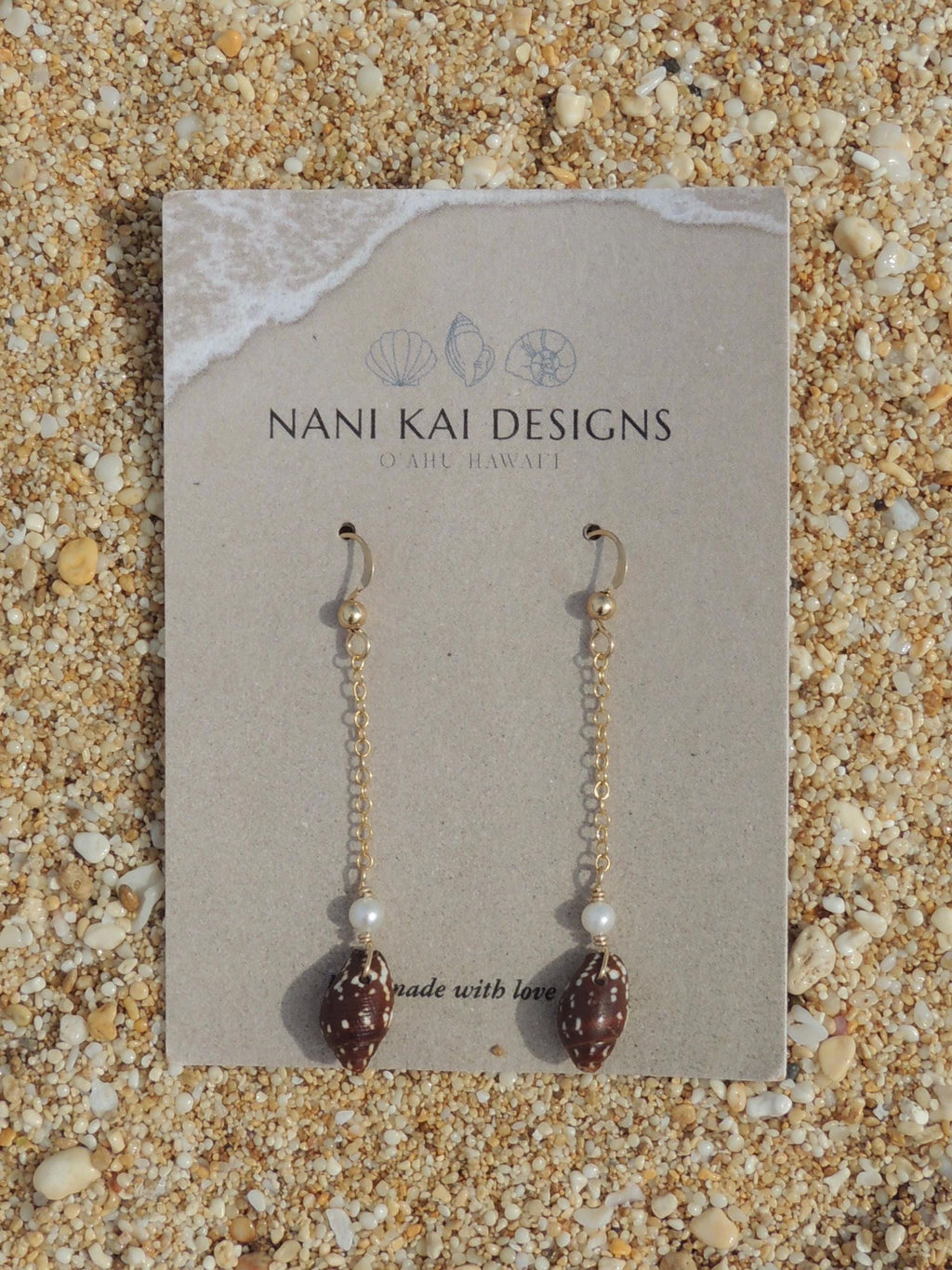 Brown Shell Chain Earrings