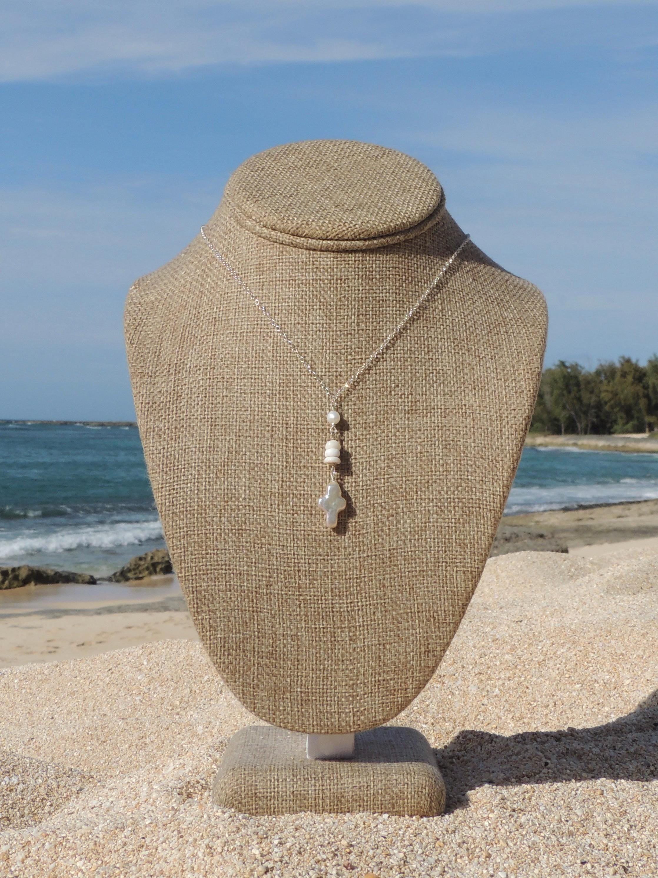 Puka Shell / Pearl Cross Necklace