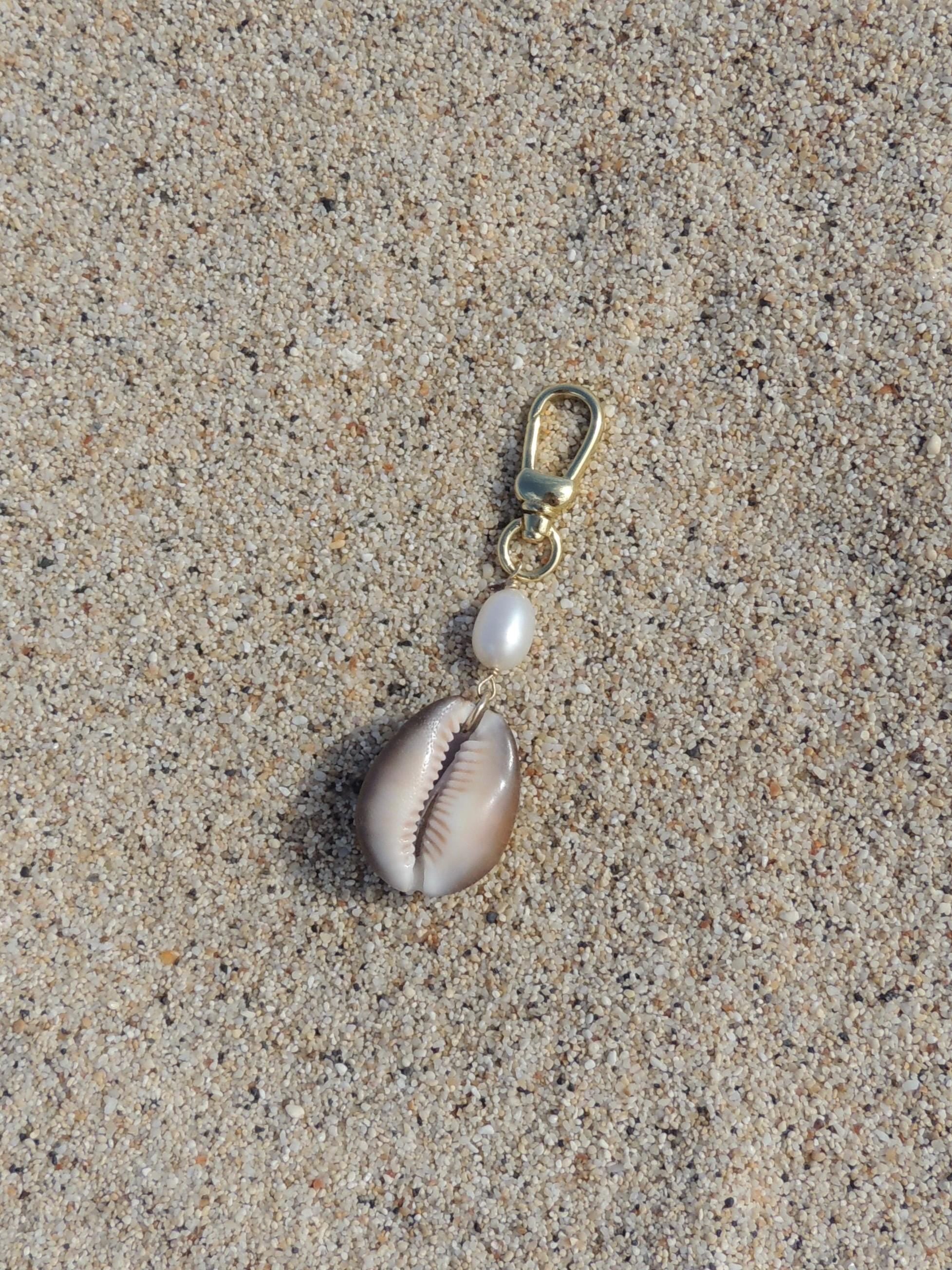 Brown Cowrie Shell Keychain