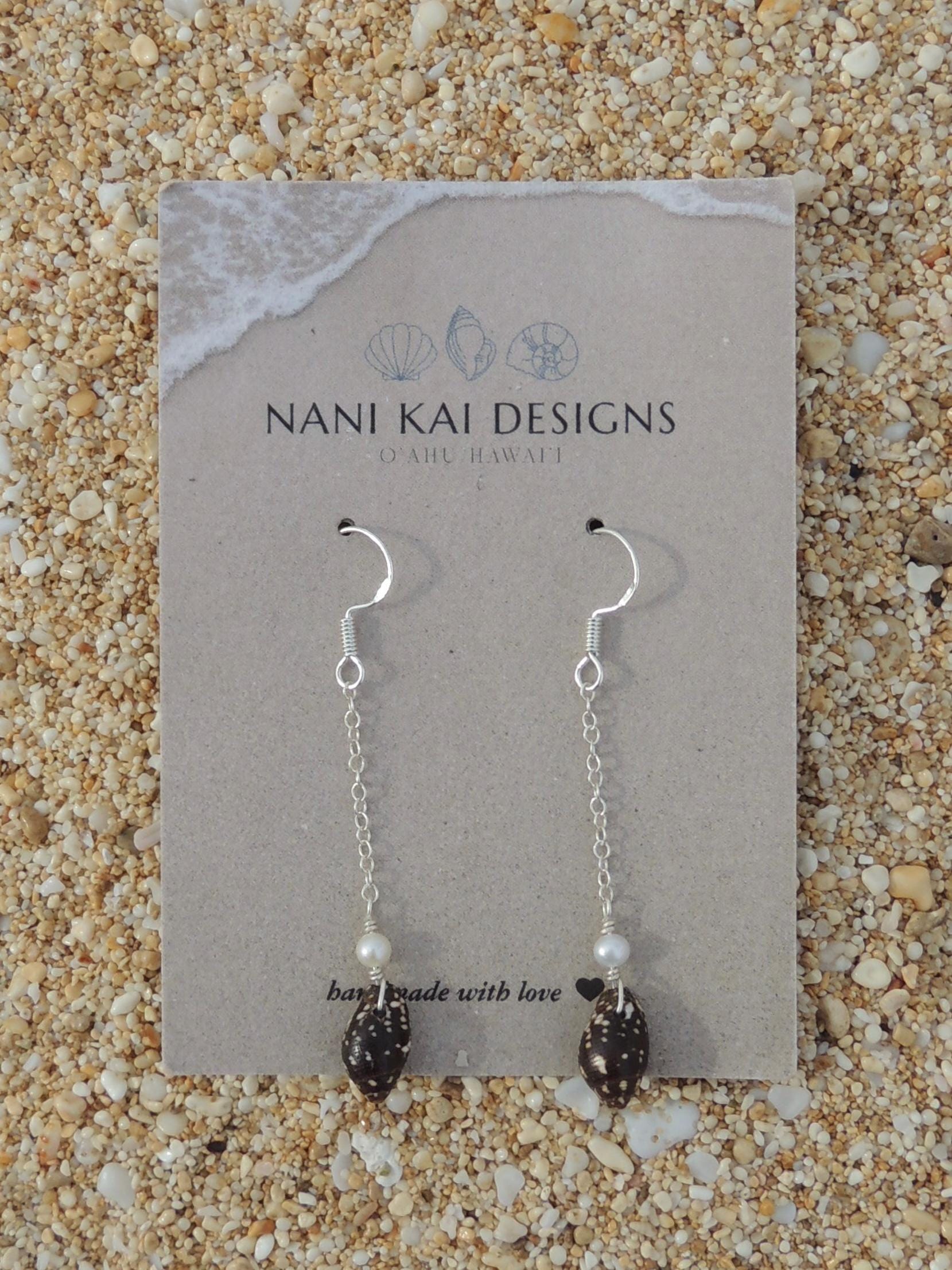 Brown Shell Chain Earrings