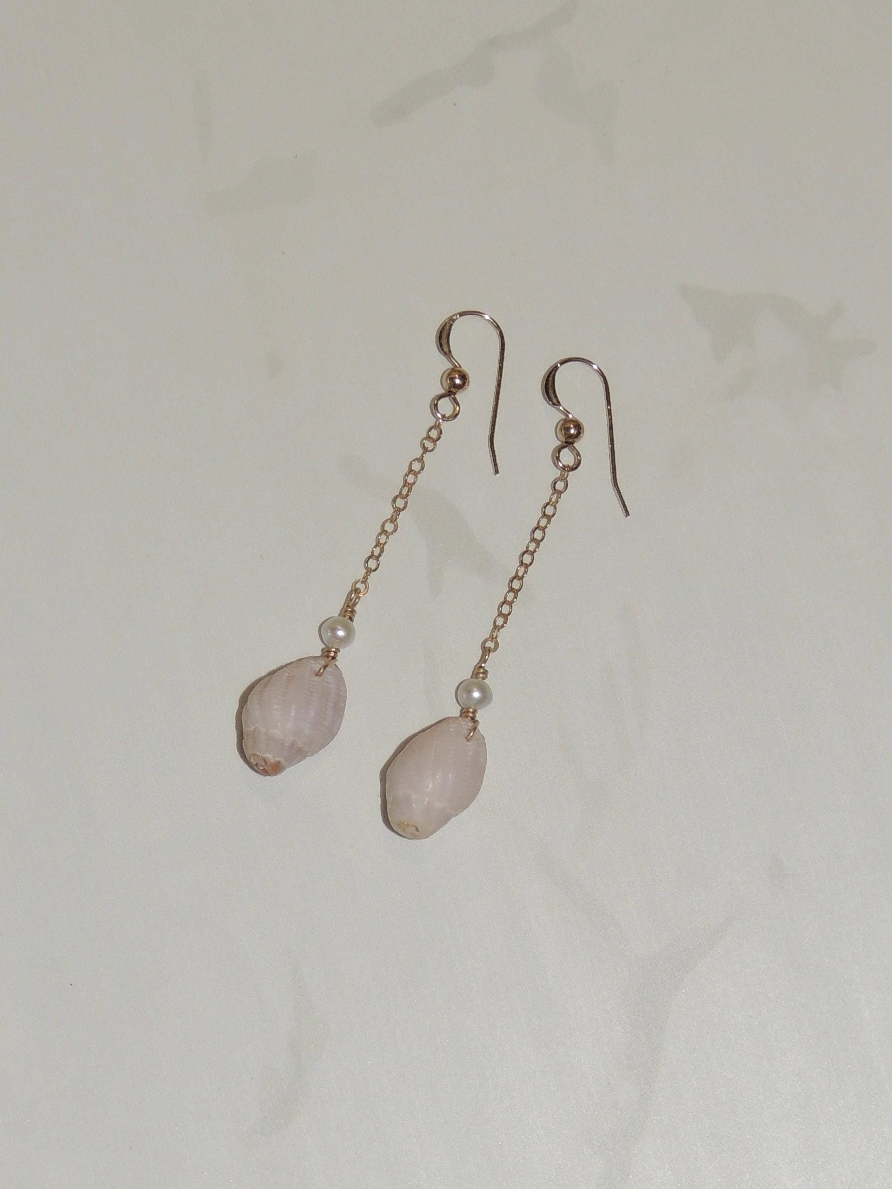 Pink Shell Chain Earrings