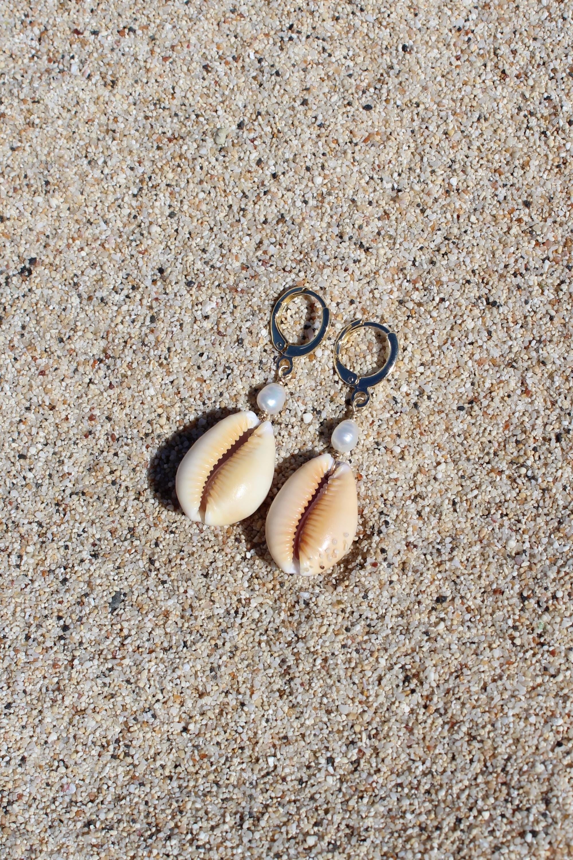 Honey Cowrie Shell Huggies