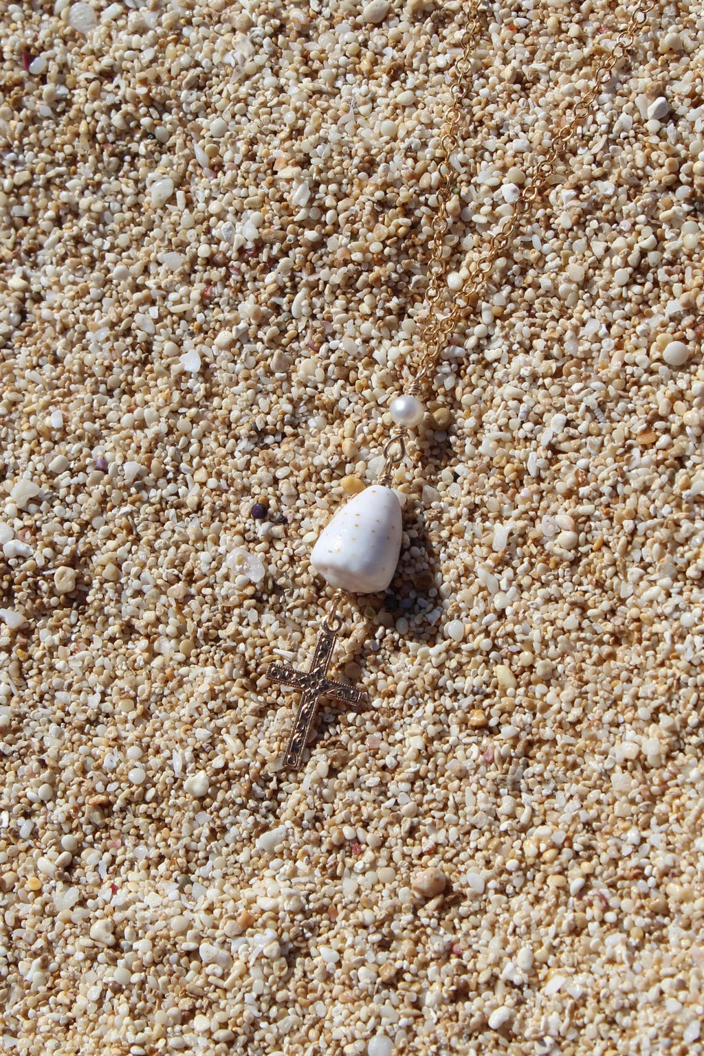 Cone Shell / Cross Charm Necklace