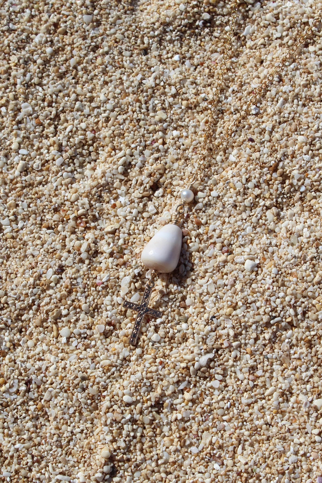 Cone Shell / Cross Charm Necklace